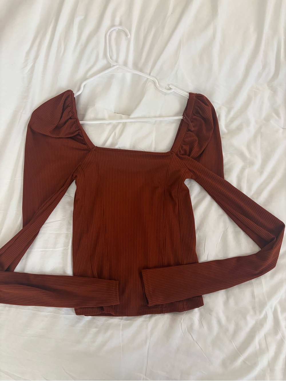 Free people orange puff sleeve long sleeve